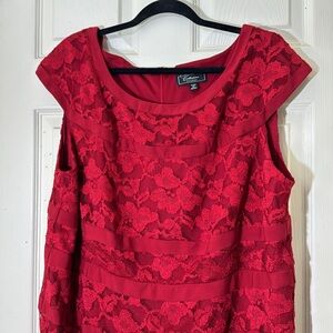 Women’s Red Dress Size 22W Lace Floral Pattern